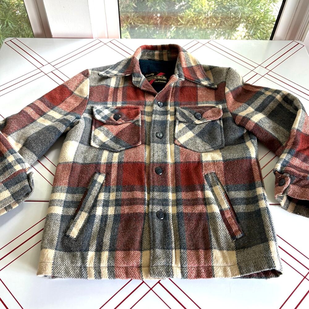 Vintage Sears Men’s Store Wool Plaid Jacket Sherpa Lined 34 Workwear Coat